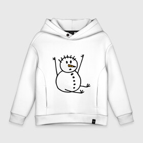Детское худи Oversize хлопок с принтом Снеговик в дудл стиле в Ухте, френч-терри — 70% хлопок, 30% полиэстер. Мягкий теплый начес внутри —100% хлопок | боковые карманы, эластичные манжеты и нижняя кромка, капюшон на магнитной кнопке | дудл | зима | зимний | нарисованный | от руки | снег | снеговик