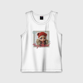 Детская майка хлопок с принтом Merry Christmas в Ухте,  |  | merry christmas | детский | для девочек | игрушки | кукла | кукла блайз | новый год | рождество | фото