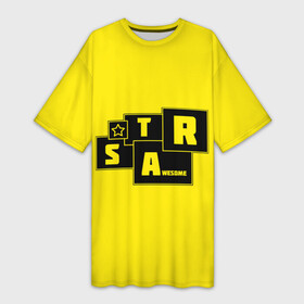 Платье-футболка 3D с принтом STAR  AWESOME в Ухте,  |  | awesome | star | желтый | звезда | радость
