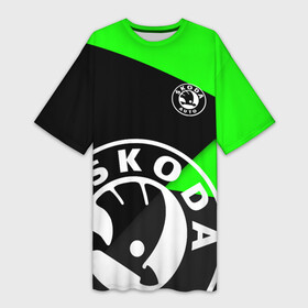 Платье-футболка 3D SKODA GEOMETRY SPORT GREEN: в Ухте,  |  | auto sport | autosport | octavia | rapid | rs | skoda | superb | vag | volkswagen | vrs | vw | yeti | авто | авто спорт | автомобиль | автоспорт | ам | ваг | вагавод | ети | карбон | машина | октавия | рапид | суперб | шкода | шкодавод