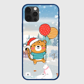 Чехол для iPhone 12 Pro Max с принтом Новогодний тигренок с шариками в Ухте, Силикон |  | Тематика изображения на принте: 2022 | год тигра | новый год | новый год 2022 | символ года | тигр | тигренок | тигрица | тигры