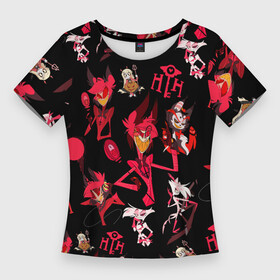 Женская футболка 3D Slim ОТЕЛЬ ХАЗБИН, ПЕРСОНАЖИ МУЛЬТФИЛЬМА: в Ухте,  |  | alastor | charlie | hask | hazbin | hazbin hotel | hell | sinner | ад | аластор | грешник | отель хазбин | хазбин | хаск | чарли