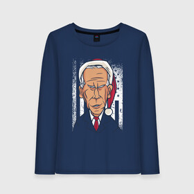 Женский лонгслив хлопок с принтом Joe Biden в Ухте, 100% хлопок |  | art | caricature | christmas | joe biden | man | new year | president | santa hat | арт | джо байден | карикатура | новый год | президент | президент сша | рождество | человек | шапка санты