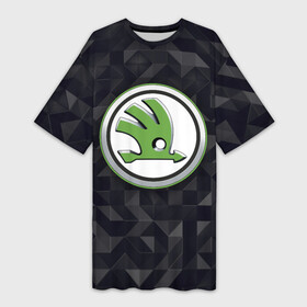 Платье-футболка 3D SKODA GEOMETRY STEEL: в Ухте,  |  | auto sport | autosport | octavia | rapid | rs | skoda | superb | vag | volkswagen | vrs | vw | yeti | авто | авто спорт | автомобиль | автоспорт | ам | ваг | вагавод | ети | карбон | машина | октавия | рапид | суперб | шкода | шкодавод