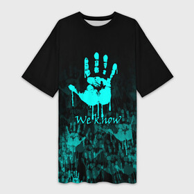 Платье-футболка 3D с принтом WE KNOW NEON LOGO в Ухте,  |  | dovahkiin | dragon | dragonborn | fus ro dah | oblivion | rpg | skyrim | tes | tes 5 | tes skyrim | tes v | the elder scrolls | the elder scrolls skyrim | we know | докавин | дракон | мы знаем | обливион | рпг | скайрим | фус ро дах