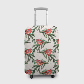 Чехол для чемодана 3D Снегири паттерн: в Ухте, 86% полиэфир, 14% спандекс | двустороннее нанесение принта, прорези для ручек и колес | зима | зимняя птица | новый год | птица | птичка | снегири | снегирь
