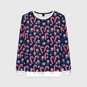 Женский свитшот 3D Christmas Candy: в Ухте, 100% полиэстер с мягким внутренним слоем | круглый вырез горловины, мягкая резинка на манжетах и поясе, свободная посадка по фигуре | background | candy | christmas | christmas background | holiday | new year | snow | snowflakes | texture | конфеты | новогодний фон | новый год | праздник | рождество | снег | снежинки | текстура | фон