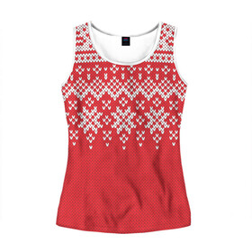 Женская майка 3D с принтом Knitted Pattern в Ухте, 100% полиэстер | круглая горловина, прямой силуэт, длина до линии бедра | background | christmas | holiday | knitted | knitted pattern | pattern | snow | trees | winter | вязаный | вязаный узор | елки | зима | праздник | рождество | снег | узор | фон