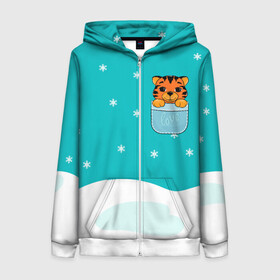 Женская толстовка 3D на молнии Маленький тигренок в кармане: в Ухте, 100% полиэстер | длина до линии бедра, манжеты и пояс оформлены мягкой тканевой резинкой, двухслойный капюшон со шнурком для регулировки, спереди молния, по бокам два кармана | 2022 | год тигра | новый год | новый год 2022 | символ года | тигр | тигренок | тигрица | тигры