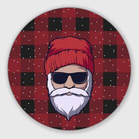 Круглый коврик для мышки с принтом SANTA HIPSTER | САНТА ХИПСТЕР в Ухте, резина и полиэстер | круглая форма, изображение наносится на всю лицевую часть | Тематика изображения на принте: 2022 | bad | christmas | cold | dab | dub | hipster | klaus | merry | new | santa | snow | winter | year | год | даб | зима | клаус | мороз | новый | рождество | санта | снег | хипстер | холод
