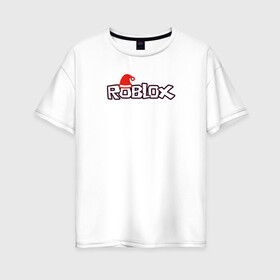 Женская футболка хлопок Oversize с принтом logo RobloX в Ухте, 100% хлопок | свободный крой, круглый ворот, спущенный рукав, длина до линии бедер
 | игра | контур | логотип | надпись | шапка