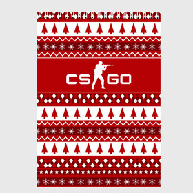 Скетчбук с принтом Свитер CS GO. в Ухте, 100% бумага
 | 48 листов, плотность листов — 100 г/м2, плотность картонной обложки — 250 г/м2. Листы скреплены сверху удобной пружинной спиралью | надпись | орнамент | полосы | фигура | человек