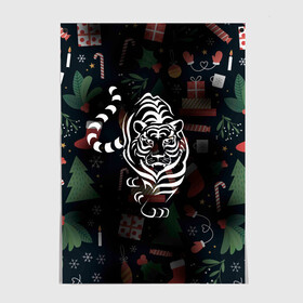 Постер Новый год 2022 (тигр): в Ухте, 100% бумага
 | бумага, плотность 150 мг. Матовая, но за счет высокого коэффициента гладкости имеет небольшой блеск и дает на свету блики, но в отличии от глянцевой бумаги не покрыта лаком | 2022 | зима | новый год | символ года | снег | тигр