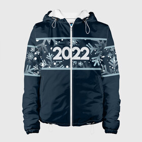 Женская куртка 3D с принтом Новый Год 2022 (Снегопад) в Ухте, ткань верха — 100% полиэстер, подклад — флис | прямой крой, подол и капюшон оформлены резинкой с фиксаторами, два кармана без застежек по бокам, один большой потайной карман на груди. Карман на груди застегивается на липучку | 2022 | зима | новый год | новый год 2022 | снег | снежинки