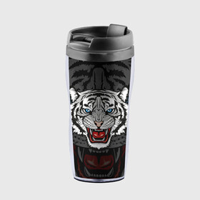 Термокружка-непроливайка с принтом ЧЁРНЫЙ ТИГР | BLACK TIGER УЗОР в Ухте, внутренняя часть — пищевой пластик, наружная часть — прозрачный пластик, между ними — полиграфическая вставка с рисунком | объем — 350 мл, герметичная крышка | Тематика изображения на принте: 2022 | beast | merry christmas | new year | red bow | santa hat | snow | tiger | winter | winter is coming | year of the tiger | год тигра | дед мороз | животные | звери | зверь | зима | зима 2022 | зима близко | новог | новогодни