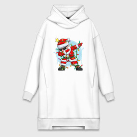 Платье-худи хлопок с принтом DAB SANTA CLAUS В ГЕРЛЯНДЕ в Ухте,  |  | 2022 | beast | merry christmas | new year | red bow | santa hat | snow | tiger | winter | winter is coming | year of the tiger | год тигра | дед мороз | животные | звери | зверь | зима | зима 2022 | зима близко | новог | новогодни