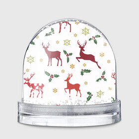 Игрушка Снежный шар с принтом Новогодние Олени (Снежинки) в Ухте, Пластик | Изображение внутри шара печатается на глянцевой фотобумаге с двух сторон | животное | новогоднее настроение | новогодние олени | новый год | олени | снежинки