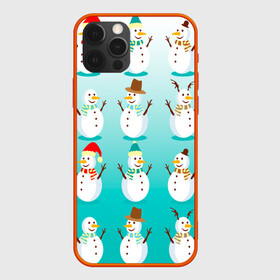 Чехол для iPhone 12 Pro Max с принтом Веселые снеговички узор в Ухте, Силикон |  | 2022 | веселье | градиент | зима | новый год | праздники | снег | снеговики | снеговички | традиции | узор | узорчик