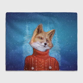 Плед 3D с принтом НОВОГОДНИЙ ЛИС | CHRISTMAS FOX в Ухте, 100% полиэстер | закругленные углы, все края обработаны. Ткань не мнется и не растягивается | 2022 | christmas | fox | merry | new | snow | winter | year | год | зима | лис | лиса | лисица | новый | рождество | рыжая | рыжий | снег