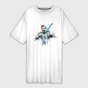 Платье-футболка 3D с принтом Messi Argentina Team в Ухте,  |  | argentina | messi | лионель месси | месси аргентина | сборная аргентины | футбол