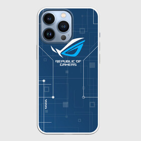 Чехол для iPhone 13 Pro с принтом ROG холодный в Ухте,  |  | Тематика изображения на принте: asus | gta | асус | бренд | видеокарта | дети | забава | игрушки | игры | киберспорт | компания | компьютер | лидер | майнкр | монитор | ноутбук | процессор | развлечение | ребёнок | синий | системный