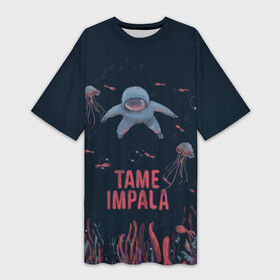 Платье-футболка 3D с принтом Tame impala under water в Ухте,  |  | alternative | metall | music | rock | tame impala | альтернатива | металл | музыка | рок | тэйм импала