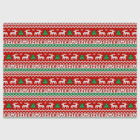 Поздравительная открытка с принтом Deer Christmas Pattern в Ухте, 100% бумага | плотность бумаги 280 г/м2, матовая, на обратной стороне линовка и место для марки
 | background | christmas | christmas pattern | deer | herringbone | holiday | knitted pattern | new year | pattern | texture | tree | вязаный узор | елка | елочка | новогодний узор | новый год | олени | паттерн | праздник | рождество | текстура | узор | фон