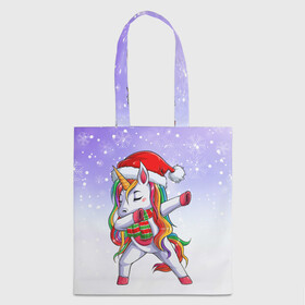 Шоппер 3D с принтом Xmas Unicorn Dabbing   Рождественский Единорог Даб в Ухте, 100% полиэстер | Плотность: 200 г/м2; Размер: 34×35 см; Высота лямок: 30 см | christmas | dabbing | santa | unicorn | даббинг | дед мороз | единорог | зима | новый год | радуга | радужный | рождество | санта | снег | снежинка | юникорн
