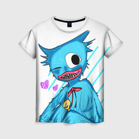 Женская футболка 3D с принтом POPPY PLAYTIME - ИГРА ПОППИ ПЛЕЙТАЙМ МИЛЫЙ ХАГГИ ВАГГИ в Ухте, 100% полиэфир ( синтетическое хлопкоподобное полотно) | прямой крой, круглый вырез горловины, длина до линии бедер | poppy playtime | игра | монстр | плэйтайм | попи плей тайм | попи плэй тайм | попиплейтам | попиплэйтайм | поппи плейтайм | поппиплэйтайм | хагги вагги | хаги ваги | хоррор