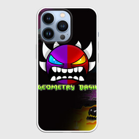 Чехол для iPhone 13 Pro с принтом GEOMETRY DASH PIXEL ART DEMON в Ухте,  |  | Тематика изображения на принте: 2d | arcade | demon | game | geometry dash | meltdown | robtop | smile | аркада | геометрический тире | демон | раннер | смайлы | эмоции