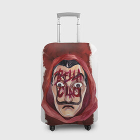 Чехол для чемодана 3D с принтом BELLA CIAO БУМАЖНЫЙ ДОМ - LA CASA DE PAPEL в Ухте, 86% полиэфир, 14% спандекс | двустороннее нанесение принта, прорези для ручек и колес | bella ciao | la casa de papel | бумажный дом | ла каса де | ла каса де папель | ла каса де пепел | лакаса | сериал | фильм