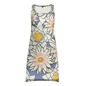 Платье-майка 3D с принтом Растение (Ромашки) в Ухте, 100% полиэстер | полуприлегающий силуэт, широкие бретели, круглый вырез горловины, удлиненный подол сзади. | природа | растение | рисунок | ромашки | текстура | цветы