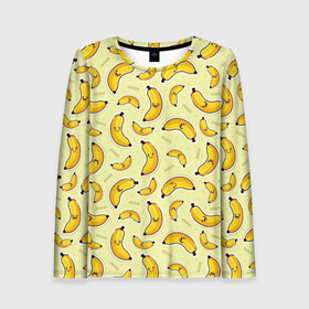 Женский лонгслив 3D с принтом Банановый Бум в Ухте, 100% полиэстер | длинные рукава, круглый вырез горловины, полуприлегающий силуэт | банан | банановый | бананы | паттерн | прикол | фрукты