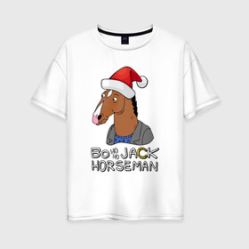 Женская футболка хлопок Oversize с принтом Bo Ho Ho Jack Horseman в Ухте, 100% хлопок | свободный крой, круглый ворот, спущенный рукав, длина до линии бедер
 | 2022 | 2022 год | happy new year | santa | год тигра | дед мороз | каникулы | мороз | новогодний свитер | новый год | новый год 2022 | новый год тигра | оливье | праздник | рождество | санта клаус | свитер новогодний