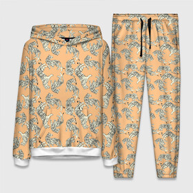 Женский костюм 3D (с толстовкой) с принтом Тигры на оранжевом паттерн в Ухте,  |  | tiger | восточный тигр | год тигра | кошка | паттерн | тигр | тигренок | хищник