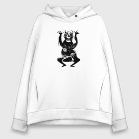 Женское худи Oversize хлопок с принтом Танец демона в Ухте, френч-терри — 70% хлопок, 30% полиэстер. Мягкий теплый начес внутри —100% хлопок | боковые карманы, эластичные манжеты и нижняя кромка, капюшон на магнитной кнопке | арт | демон | дьявол | монстр | нечисть | смешной демон | черт