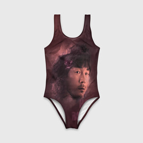 Детский купальник 3D с принтом Джин Кён в Ухте, Полиэстер 85%, Спандекс 15% | Слитный крой, подклад по переду изделия, узкие бретели | Тематика изображения на принте: детектив | дым | лицо | монстр | персонаж