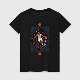 Женская футболка хлопок с принтом Дюрант! в Ухте, 100% хлопок | прямой крой, круглый вырез горловины, длина до линии бедер, слегка спущенное плечо | brooklyn nets | golden state warriors | баскетболист | бруклин нетс | вашингтон | кевин дюрант | нба | сша