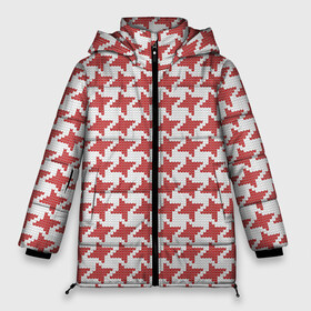 Женская зимняя куртка Oversize с принтом Модная гусиная лапка в Ухте, верх — 100% полиэстер; подкладка — 100% полиэстер; утеплитель — 100% полиэстер | длина ниже бедра, силуэт Оверсайз. Есть воротник-стойка, отстегивающийся капюшон и ветрозащитная планка. 

Боковые карманы с листочкой на кнопках и внутренний карман на молнии | вязанка | гусиная лапка | мода | паттерн | стежок | узор