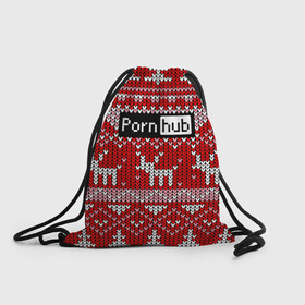 Рюкзак-мешок 3D с принтом Porn Hub новогодний в Ухте, 100% полиэстер | плотность ткани — 200 г/м2, размер — 35 х 45 см; лямки — толстые шнурки, застежка на шнуровке, без карманов и подкладки | deer | holiday | new year | pattern | новый год | олень | праздник | узор