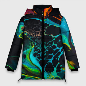 Женская зимняя куртка Oversize с принтом Fashion Pattern 2028 в Ухте, верх — 100% полиэстер; подкладка — 100% полиэстер; утеплитель — 100% полиэстер | длина ниже бедра, силуэт Оверсайз. Есть воротник-стойка, отстегивающийся капюшон и ветрозащитная планка. 

Боковые карманы с листочкой на кнопках и внутренний карман на молнии | expression | fashion | paint | pattern | краска | мода | текстура | узор | экспрессия