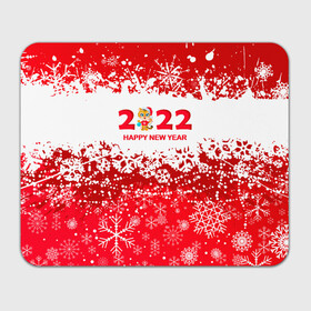 Прямоугольный коврик для мышки с принтом Happy New Year 2022. в Ухте, натуральный каучук | размер 230 х 185 мм; запечатка лицевой стороны | 2022 | happy new year | merry christmas | год тигра | зима близко | нг | новогодний | новогодний тигр | новый год | новый год 2022 | рождество | символ 2022 года | снег | снежинки | тигр