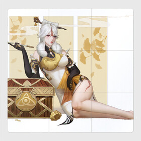 Магнитный плакат 3Х3 с принтом Самая богатая в Ли Юэ - Нин Гуан в Ухте, Полимерный материал с магнитным слоем | 9 деталей размером 9*9 см | Тематика изображения на принте: genshin impact | арт | дым | золотая монета | золото | золотые монеты | ли юэ | мора | нин гуан | нина | нинка | рисунок