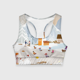 Женский спортивный топ 3D с принтом Зимние Забавы 2022 в Ухте, 82% полиэстер, 18% спандекс Ткань безопасна для здоровья, позволяет коже дышать, не мнется и не растягивается |  | 2022 | год | дед | дети | зима | коньки | мороз. | новый | праздники | радость | рождество | санки | санта | снег | счастливого