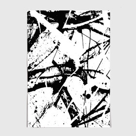 Постер с принтом GRUNGE TRIP в Ухте, 100% бумага
 | бумага, плотность 150 мг. Матовая, но за счет высокого коэффициента гладкости имеет небольшой блеск и дает на свету блики, но в отличии от глянцевой бумаги не покрыта лаком | grunge | абстракция | граундж | грязный | кляксы | пестрый | черно белый
