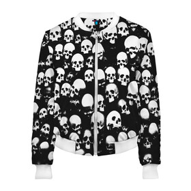 Женский бомбер 3D Остатки от головы: в Ухте, 100% полиэстер | застегивается на молнию, по бокам два кармана без застежек, мягкие манжеты, по низу бомбера и на воротнике — эластичная резинка | готика | череп | черепа | черепки | черно белый
