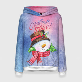 Женская толстовка 3D Снеговичок!: в Ухте, 100% полиэстер  | двухслойный капюшон со шнурком для регулировки, мягкие манжеты на рукавах и по низу толстовки, спереди карман-кенгуру с мягким внутренним слоем. | new year | арт | графика | зима | новый год | рождество