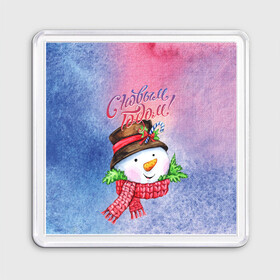 Магнит 55*55 Снеговичок!: в Ухте, Пластик | Размер: 65*65 мм; Размер печати: 55*55 мм | new year | арт | графика | зима | новый год | рождество