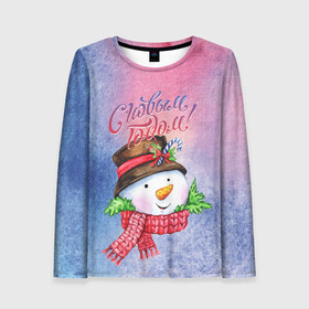 Женский лонгслив 3D Снеговичок!: в Ухте, 100% полиэстер | длинные рукава, круглый вырез горловины, полуприлегающий силуэт | new year | арт | графика | зима | новый год | рождество