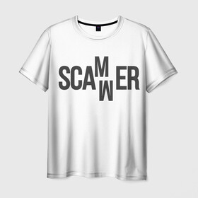 Мужская футболка 3D с принтом Scammer ( Скамер ) в Ухте, 100% полиэфир | прямой крой, круглый вырез горловины, длина до линии бедер | scam | scamm | scammer | скам | скам мамонта | скамер